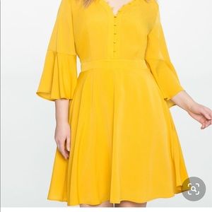 Eloquii Yellow soft button front dress